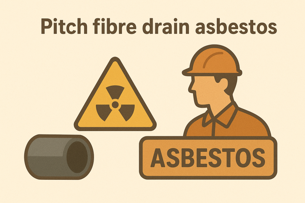 Illustration showing asbestos risk from old pitch fibre drain pipes.