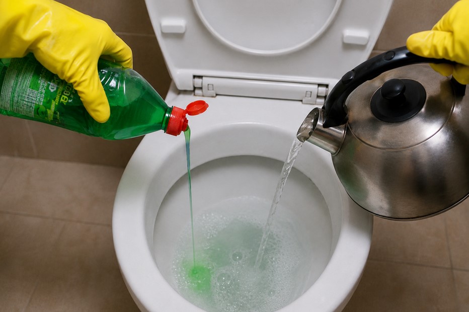 Washing-up liquid and hot water